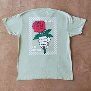 Men's Rose Skeleton Hand Graphic Print Green Shirt Large